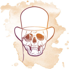 Hipster skull in high hat