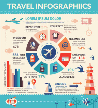Travel Infographics - poster, brochure cover template