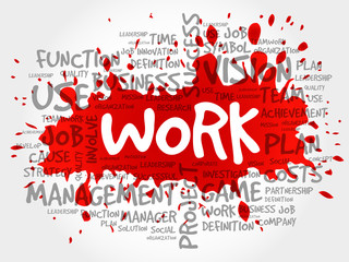 WORK word cloud collage, business concept background