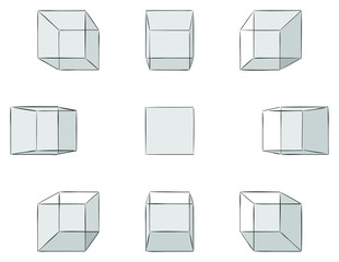hand drawn cubes with shadows in perspective