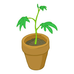 Pot marijuana icon in cartoon style isolated on white background. Drug symbol vector illustration