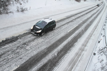 Winter traffic on the motorway