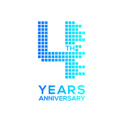 4 years anniversary with a pixels digital,technology logo