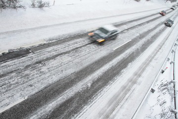 Winter traffic on the motorway