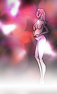 Zwangere vrouw roze achtergrond