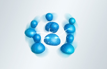 Digital blue social network on 3D rendering