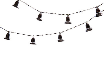Christmas tree chain with bells isolated on white background