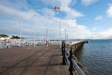 English Flag flying over Torquay Pier