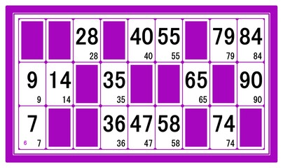 Carton de loto num&eacute;ro 6 