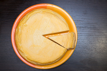 a piece of round cake