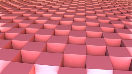 3D Abstract geometric shape from red cubes, 3D illustration