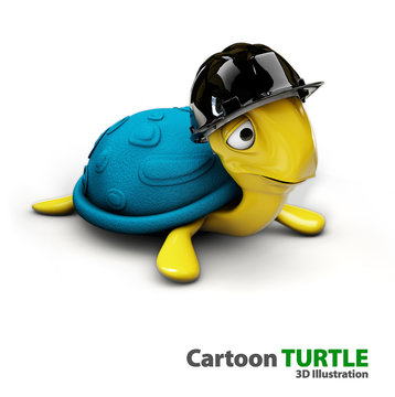 3d illustration of Happy sea turtle cartoon as foreman