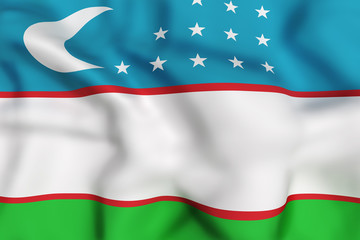 Republic of Uzbekistan flag waving