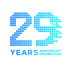 29 years anniversary with a pixels digital,technology logo