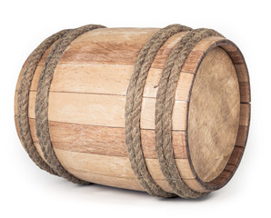 Small Wooden barrel isolated on white