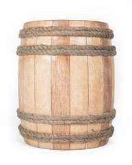 Small Wooden barrel isolated on white