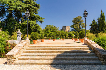Naklejka premium Fountain and gardens of Alcazar de los Reyes Cristianos, Cordoba, Andalusia province, Spain