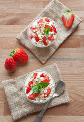 Yoghurt with strawberries dessert