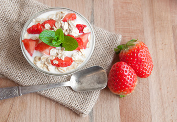 Yoghurt with strawberries dessert