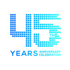 45 years anniversary with a pixels digital,technology logo
