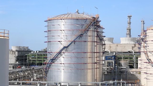 Oil refinery plant with blue sky