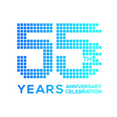 55 years anniversary with a pixels digital,technology logo