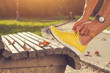 Getting ready for jogging. 
