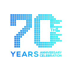 70 years anniversary with a pixels digital,technology logo