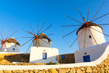 windmills on Mykonos island, Cyclades, Greece
