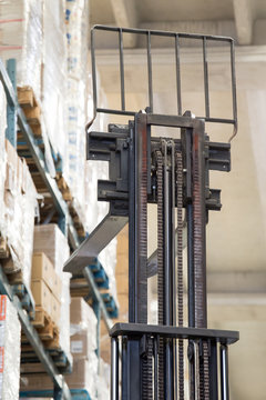 warehouse stacker forklift lifting © ngaliero