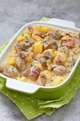 Potato stew with pork and mushrooms