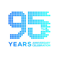 95 years anniversary with a pixels digital,technology logo