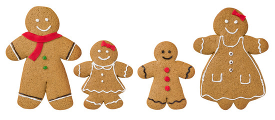 Lebkuchenfamilie mit Verzierung aus Fondant und Zuckerguss