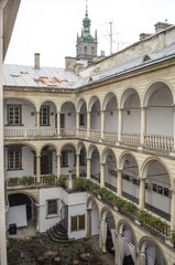 Naklejka premium Patio in the Italian style, Lviv, Ukraine 
