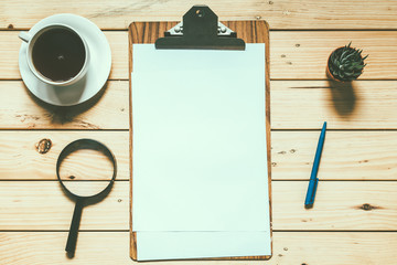 Documents in the office on wooden table