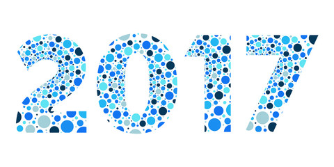 2017 Happy New Year bubble vector, blue isolated symbol