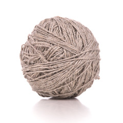 Skein of linen thread for handmade on isolated white background