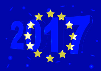 Новый 2017 год на фоне флага Евросоюза