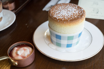 Vanilla souffle on the table