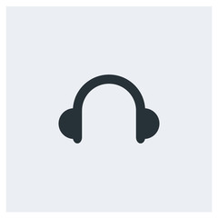 Headphones flat icon, image jpg, vector eps, flat web, material icon, icon with grey background	