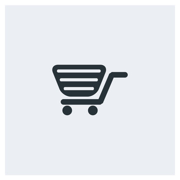 Shopping cart flat icon, image jpg, vector eps, flat web, material icon, icon with grey background	