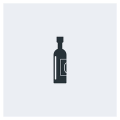 Wine bottle flat icon, image jpg, vector eps, flat web, material icon, icon with grey background	