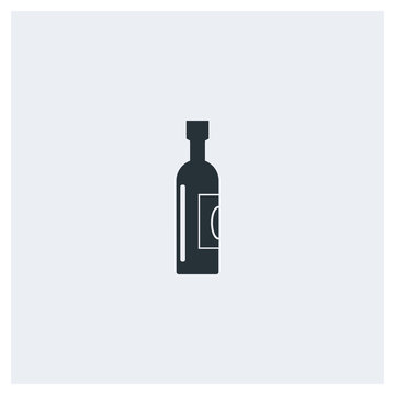 Wine bottle flat icon, image jpg, vector eps, flat web, material icon, icon with grey background	