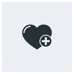 Obraz premium Heart flat icon, image jpg, vector eps, flat web, material icon, icon with grey background 