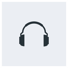 Headphones flat icon, image jpg, vector eps, flat web, material icon, icon with grey background	