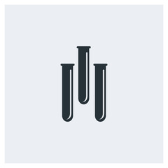 Test tube flat icon, image jpg, vector eps, flat web, material icon, icon with grey background	