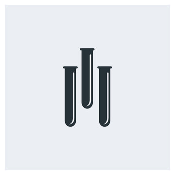 Test tube flat icon, image jpg, vector eps, flat web, material icon, icon with grey background	