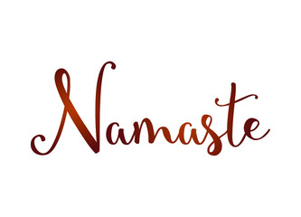 Hand drawn namaste card. Beautiful greeting lettering poster scratched calligraphy henna word. Isolated on white background. Positive quote. Modern brush calligraphy. T-shirt print
