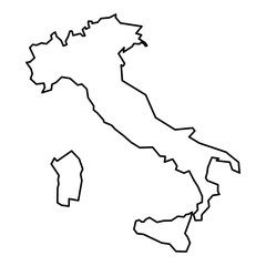 Black contour map of Italy