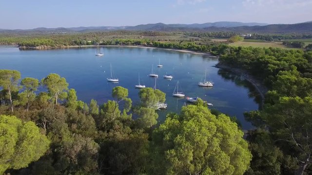 France, Cote d'Azur, Aerial view of Cap Leoube located near Bormes les mimosas, 4K, UHD (3840X2160)